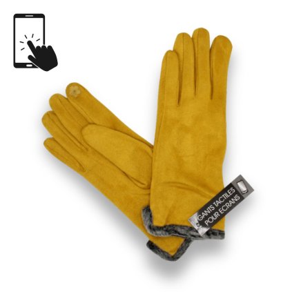 Dámské žluté rukavice na dotykový displej  P-2017510-ZLU