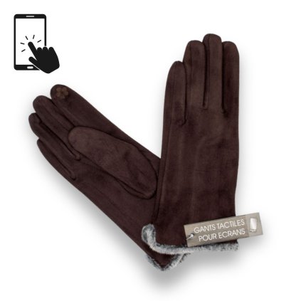 Dámské maron rukavice na dotykový displej v barvě kaštanu P-2017510-MAR
