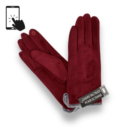 Dámské bordó rukavice na dotykový displej  P-2017510-BOR