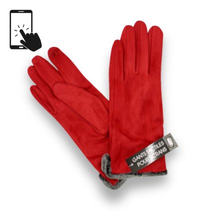 Dámské červené rukavice na dotykový displej  P-2017510-CERV