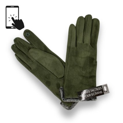 Dámské zelené rukavice na dotykový displej  P-2017510-ZEL