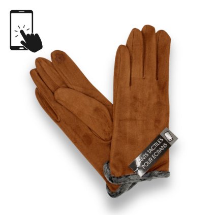 Dámské hnědé rukavice na dotykový displej  P-2017510-HNED