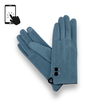 Dámské elegantní azurové rukavice - mikroplyš - dotykové ┃ Krumlovanka P-17170-1