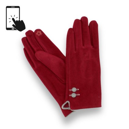 Dámské elegantní vínové rukavice - mikroplyš - dotykové | Krumlovanka P-17170-2