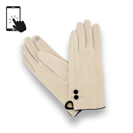 Dámské elegantní krémové rukavice - mikroplyš - dotykové | Krumlovanka P-17170-3