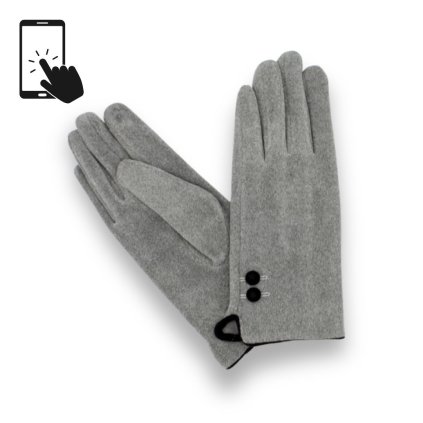 Dámské elegantní šedé rukavice - mikroplyš - dotykové | Krumlovanka P-17170-8