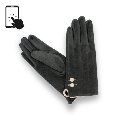 Dámské elegantní antracitové rukavice - mikroplyš - dotykové | Krumlovanka P-17170-7