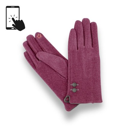 Dámské elegantní starorůžové rukavice - mikroplyš - dotykové | Krumlovanka P-17170-6