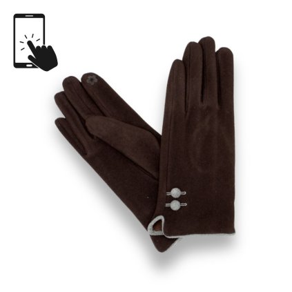 Dámské elegantní kaštanové rukavice - mikroplyš - dotykové | Krumlovanka P-17170-5