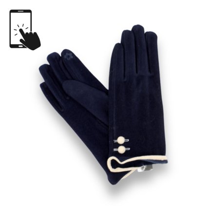 Dámské elegantní tmavě modré rukavice - mikroplyš - dotykové | Krumlovanka P-17170-9