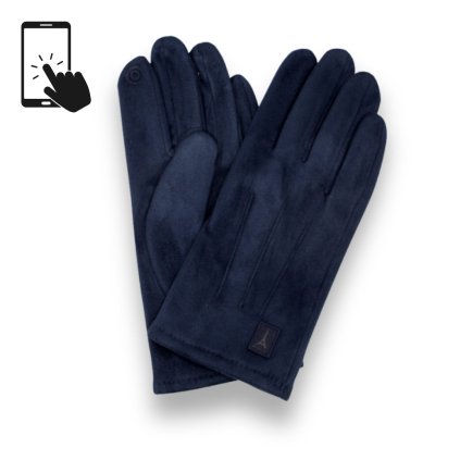 Dotykové pánské modré rukavice - pružné- mikroplyš | Krumlovanka P-17201-4