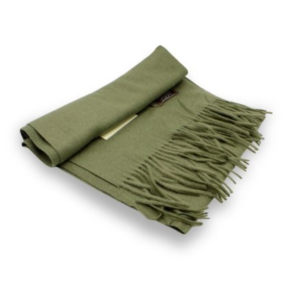 Šála s ovčí vlnou Cashmere Sensation 35x200cm - olivově zelená - extra jemná P-72650-K