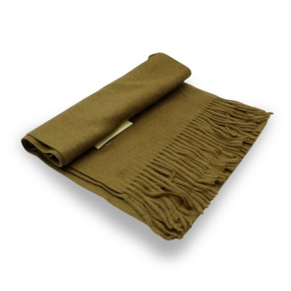 Šála s ovčí vlnou Cashmere Sensation 35x200cm - hnědo-zelená - extra jemná P-72650-KC