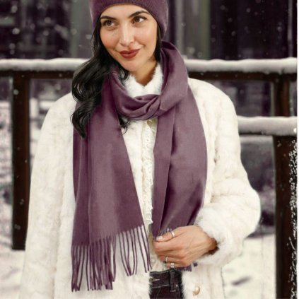 Šála s ovčí vlnou Cashmere Sensation 35x200cm -tmavě starorůžová melanž P-72650-VIOLET