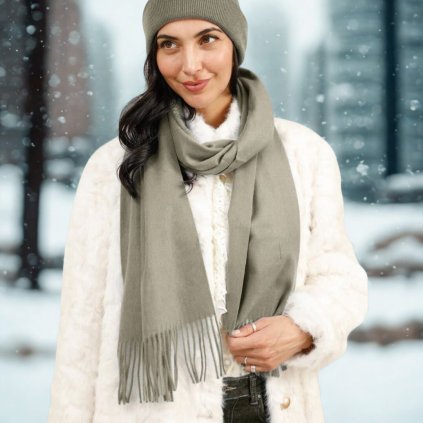 Šála s ovčí vlnou Cashmere Sensation 35x200cm - taupe- extra jemná P-72650-TP