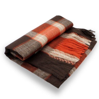 Zimní kostkovaná šála Cashmere Sensation - hnědá 68 x 200 cm P-72642-R