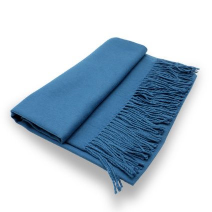 Maxi šála - modrá Cashmere Sensation 68x200 cm - jemná - hřejivá P-72662-J