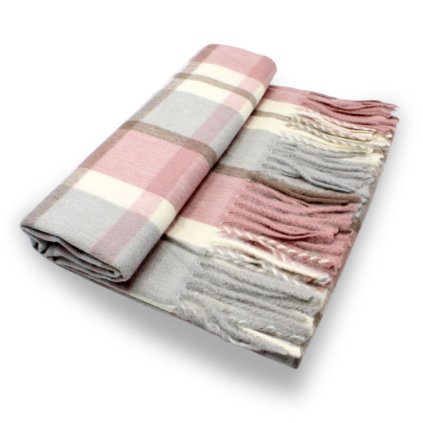 Maxi zimní kostkovaná šála Cashmere Sensation - růžová - hřejivá 68x200 cm P-72655-RC