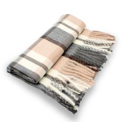 Maxi zimní kostkovaná šála Cashmere Sensation - béžová - hřejivá 68x200 cm P-72655-RS
