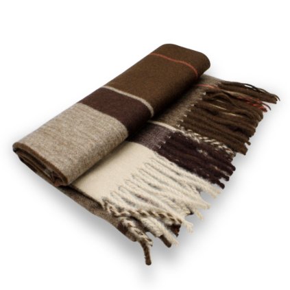 Maxi zimní hnědá kostkovaná šála 68x200cm Cashmere Sensation - jemná -hřejivá P-72654-M