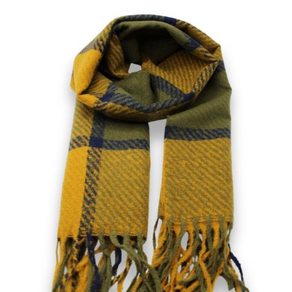 Zimní kostkovaná šála Maxi 68 x 200cm - okrová P-72660-MT
