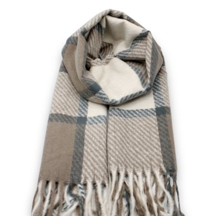 Zimní kostkovaná šála Maxi 68 x 200cm - béžová P-72660-BG