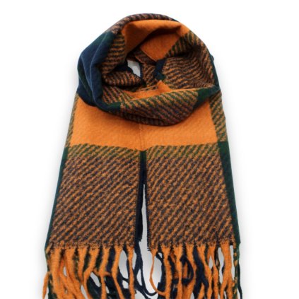Zimní kostkovaná šála Maxi 68 x 200cm - oranžová P-72660-OR