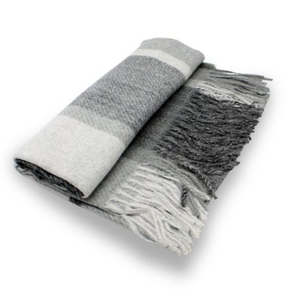 Maxi kostkovaná šedá šála s ovčí vlnou Cashmere Sensation 68x200 cm P-72653-N