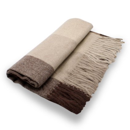 Maxi kostkovaná hnědá šála s ovčí vlnou Cashmere Sensation 68x200 cm P-72653-M