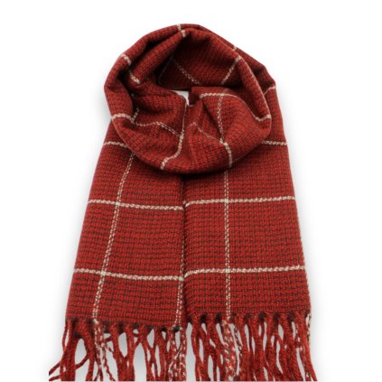 Kostkovaná šála 68x200 cm Cashmere Sensation - červená - jemná P-72659-R