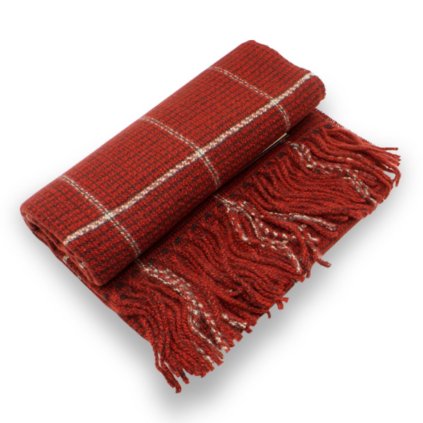 Kostkovaná šála 68x200 cm Cashmere Sensation - červená - jemná P-72659-R