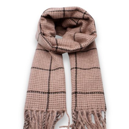 Kostkovaná šála 68x200 cm Cashmere Sensation - starorůžová - jemná P-72659-RS
