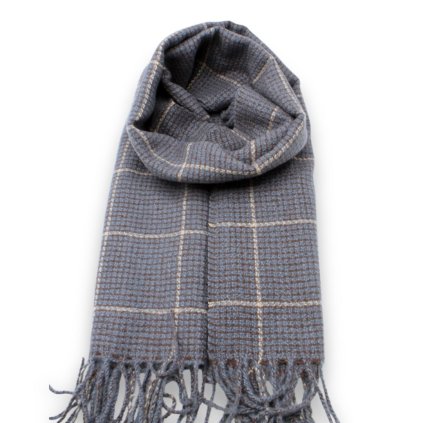 Kostkovaná šála 68x200 cm Cashmere Sensation - modrá - jemná P-72659-J