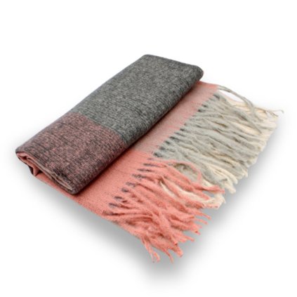 Kostkovaná šála Cashmere Sensation 60 x 200 cm - růžovo - šedá P-72606-RS