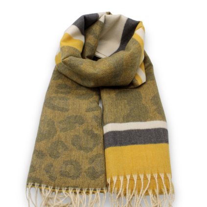 Okrová šála - vzorovaná Cashmere Sensation 68 x 200 cm - jemná P-72658-MT