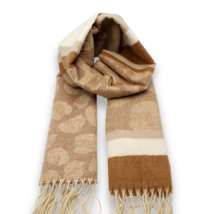 Béžová šála - vzorovaná Cashmere Sensation 68 x 200 cm - jemná P-72658-BG