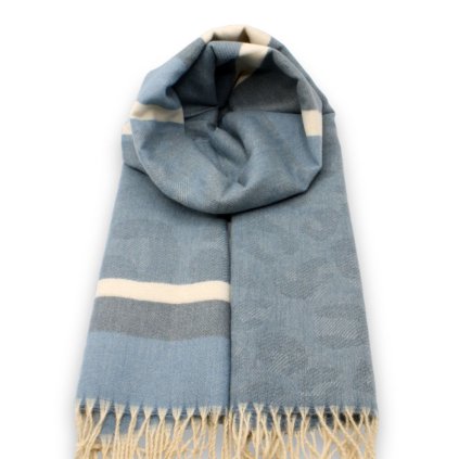 Modrá šála - vzorovaná Cashmere Sensation 68 x 200 cm - jemná P-72658-J