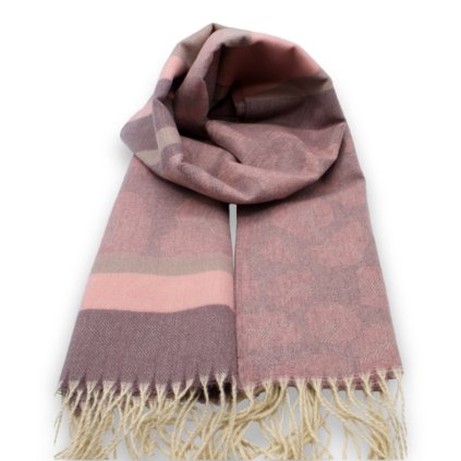 Starorůžová šála - vzorovaná Cashmere Sensation 68 x 200 cm - jemná P-72658-RS