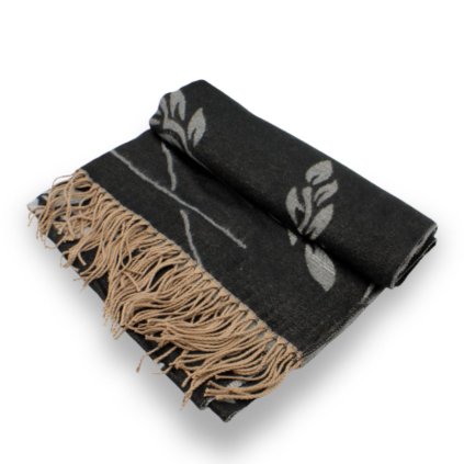 Maxi šála Cashmere Sensation 68x200 cm -černo -šedá - oboustranná - extra jemná P-72628-N