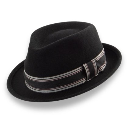 Plstěný černý klobouk porkpie - Made in Italy Fa-56062