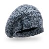 Dámský baret melanž buklé zdobená uzlíkem tmavě modrá