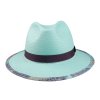 35023 LTBLUE 2 slameny klobouk tyrkysovy