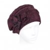 dámská čepice Bordó čepice s mašličkou a bižuterií podšitá flísem W-0002/Z5N