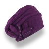 Fialová čepice s mašličkou a bižuterií podšitá flísem W-0002/Z6N