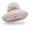 Dámský baret s bambulí W-0005/517 světle béžový