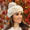 Dámský baret s bambulí W-0005/960 béžová melange