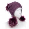 Dámská zimní čepice -tři bambule W-0094/506M fialová melange