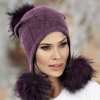 Dámská zimní čepice -tři bambule W-0094/506M fialová melange - nf