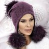 Dámská zimní čepice -tři bambule W-0094/506M fialová melange