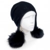 Dámská zimní čepice - dvě bambule W-0095/018 černá